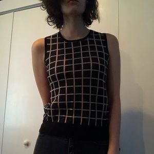 Grid pattern knit tank